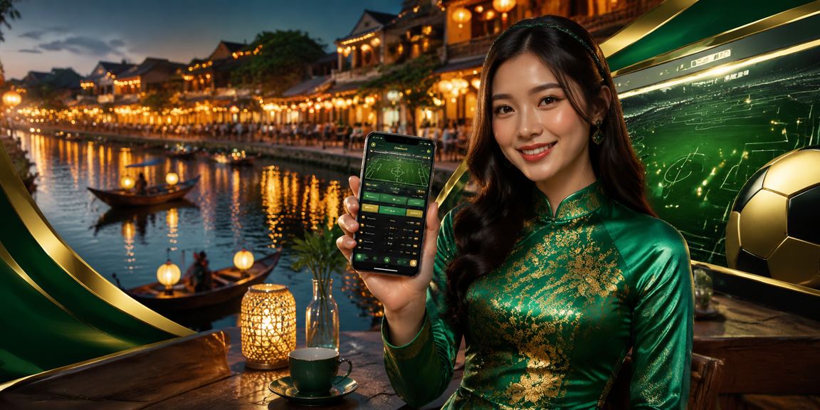 Người dùng tại Hội An trải nghiệm casino và trò chơi trực tuyến qua điện thoại, mặc áo dài